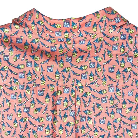 Vineyard Vines Pineapple Cape Cocktails Shirt Medium S/S Coral Pink Yellow NEW! - Picture 8 of 12